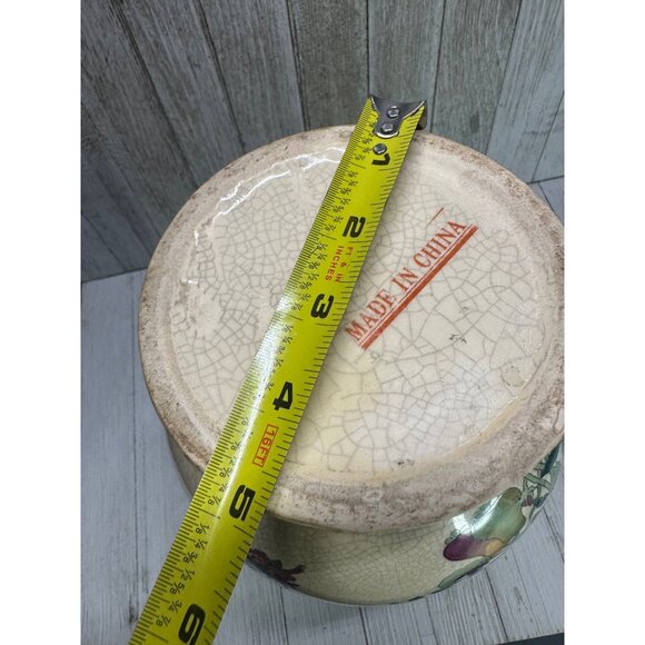 Vtg Chinese Tropical Birds and Floral Decor Pitcher Ceramic with Handle 10" Tall - Picture 12 of 12